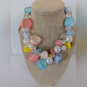 Necklace. Babbles Of Pastel Beads And Pearls  With Many Different Colors